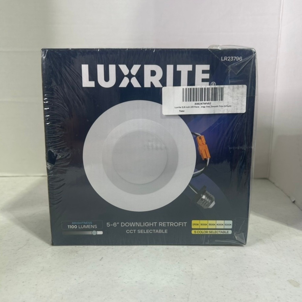Luxrite‎ 5/6 Inch LED Recessed Downlight Retrofit 4 Pack CCT Selectable LR23796